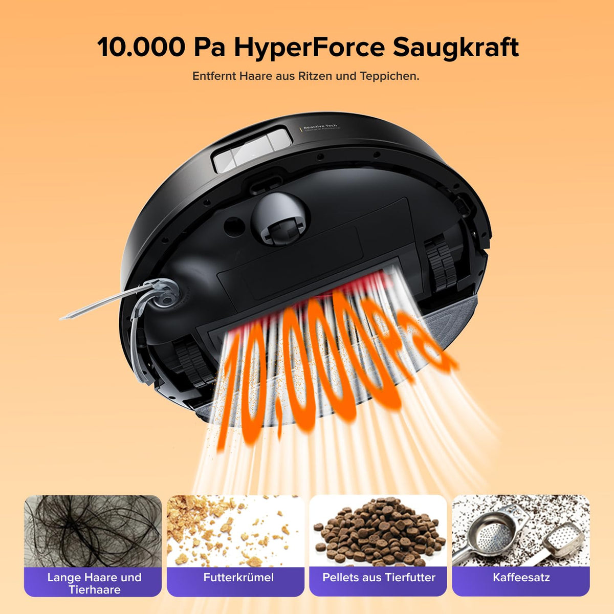 Saugroboter mit Wischfunktion Q10 S5+ Set, 10.000 Pa Saugkraft und selbstentleerender Station