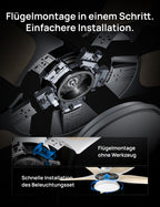 Deckenventilator mit Licht 132 cm dimmbare LED RGB-Ambientlicht DC-Motor App- und Alexa-Steuerung