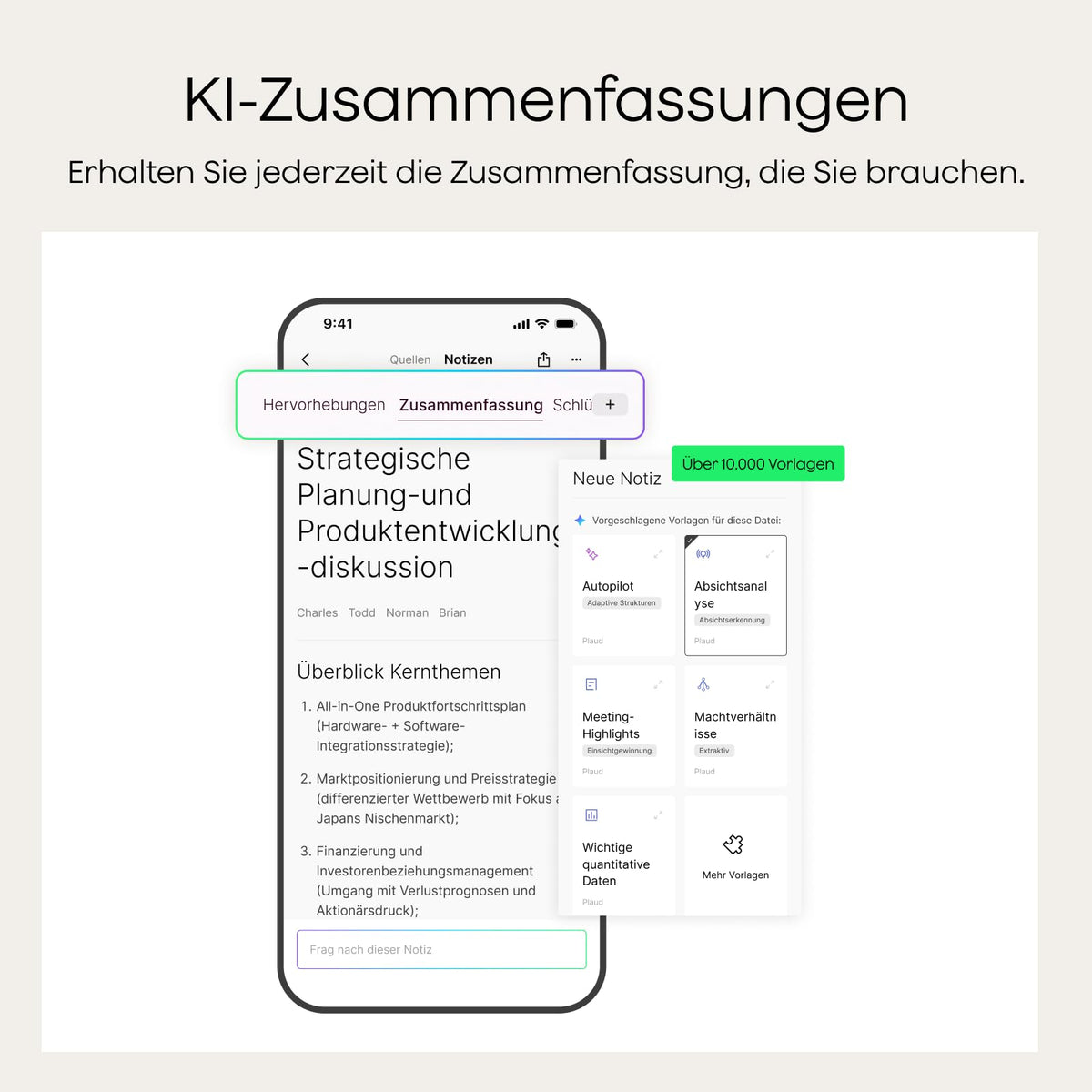 KI-Diktiergerät Note Pro 64 GB 50 Std. Akkulaufzeit 4 MEMS- und 1 VPU-Mikrofon mit KI-Beamforming Magnet-Case und Ladekabel