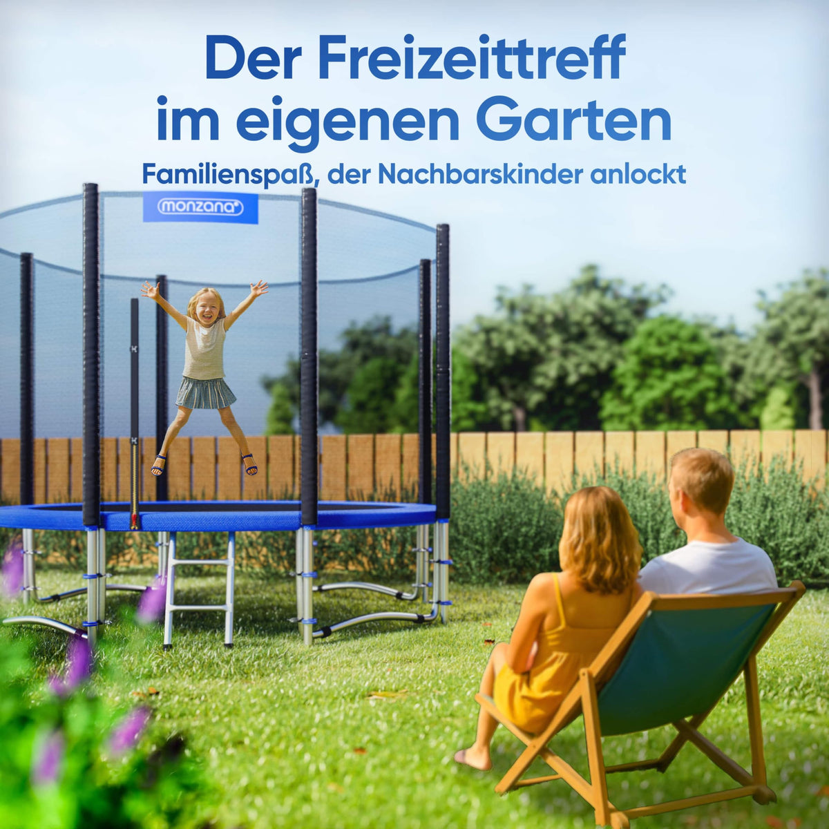 Trampolin Ø 305 cm Komplettset mit Sicherheitsnetz, Leiter und Randabdeckung, TÜV SÜD GS zertifiziert