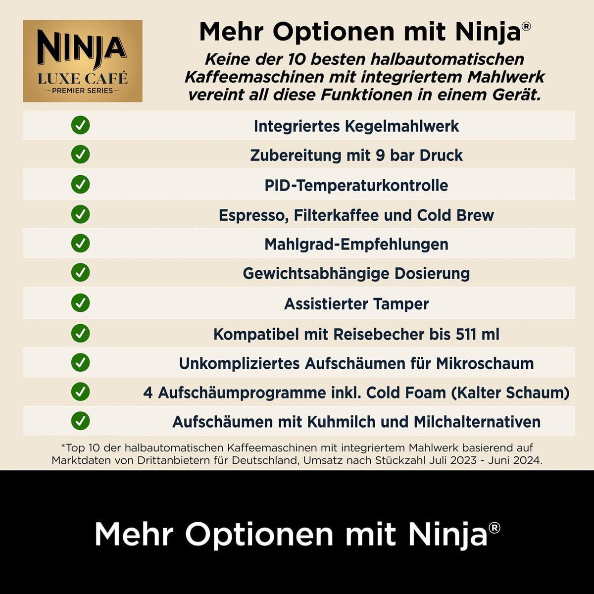 3-in-1-Kaffeemaschine mit Mahlwerk und Milchaufschäumer, Espresso-, Cold-Brew- und Filterkaffee, 1,5 L, Silber