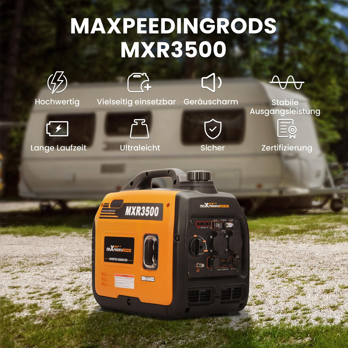Inverter Stromerzeuger 3300W Benzin Stromgenerator 3000W Dauerleistung 230V leise für Camping und Zuhause