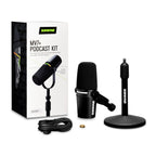 Dynamisches Podcast-Mikrofon MV7+ USB-C XLR mit Mikrofonständer Schwarz für Streaming und Videokonferenzen