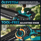 4-in-1 Akku-Hochentaster mit 6-Zoll-Mini-Kettensäge und Elektrischer Gartenschere, bürstenlos, 2x 4,0 Ah, bis 4 m