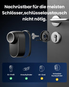 Smart Lock Ultra mit Keypad Vision Pro, 3D-Gesichts- und Venen-Erkennung, kontaktlose Entsperrung für Europrofil-Zylinder, kompatibel mit Matter