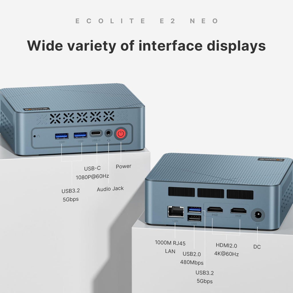 Mini-PC mit Windows 11 Pro, AMD Ryzen 5 3500U, 8 GB DDR4 RAM, 256 GB SSD, 4K bei 60 Hz über Triple Display, HDMI, USB-C, USB 3.2, LAN, WLAN und