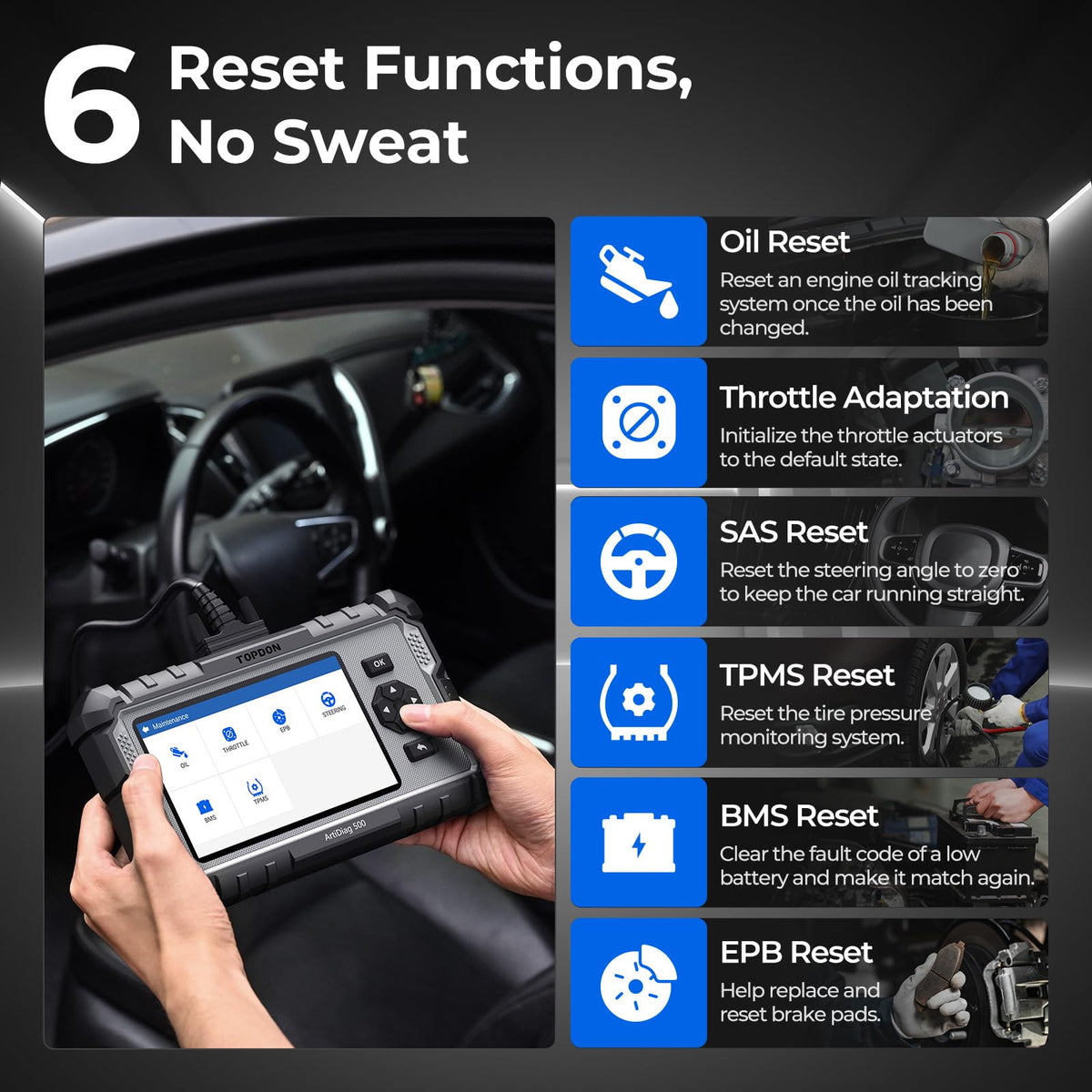 OBD2 Diagnosegerät ArtiDiag500 AD500 mit 4-System-Diagnose für Motor, ABS, SRS und Getriebe sowie 6 Servicefunktionen