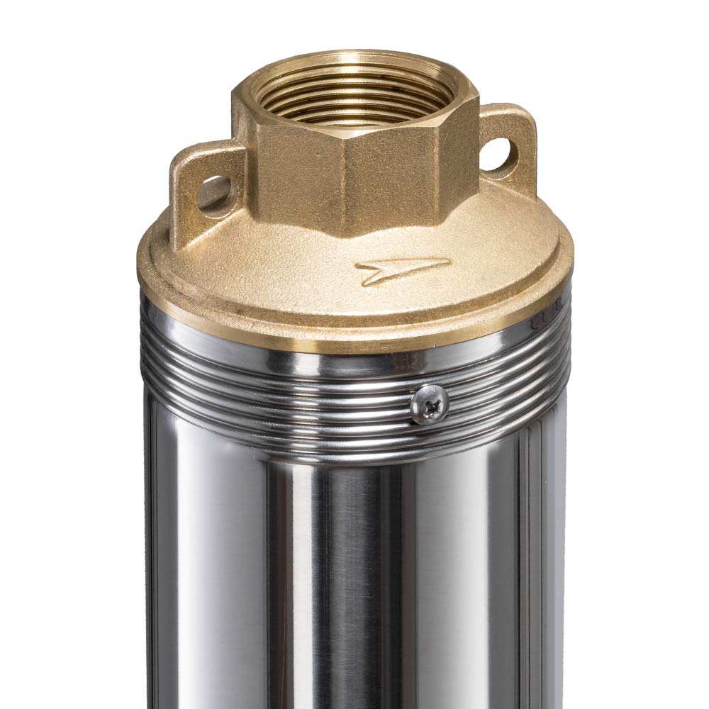 Edelstahl-Tiefbrunnenpumpe mit Schmutzsieb, 6000 l/h, 550 W, 5,8 bar, 58 m Hubhöhe, 10 cm Durchmesser