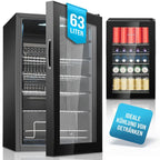 Flaschenkühlschrank 63 L mit Glastür, bis zu 89 Dosen, 4 Ablagen, LED-Beleuchtung, KSG 7287