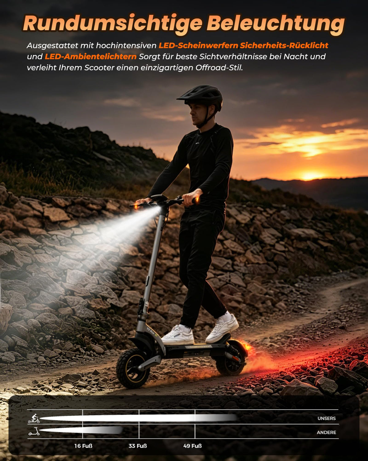 E-Scooter mit Straßenzulassung V5 Pro, 10 Zoll Elektroroller mit 500W Motor, 48V 12,5 Ah Akku und bis zu 70 km Reichweite, duales Bremssystem für