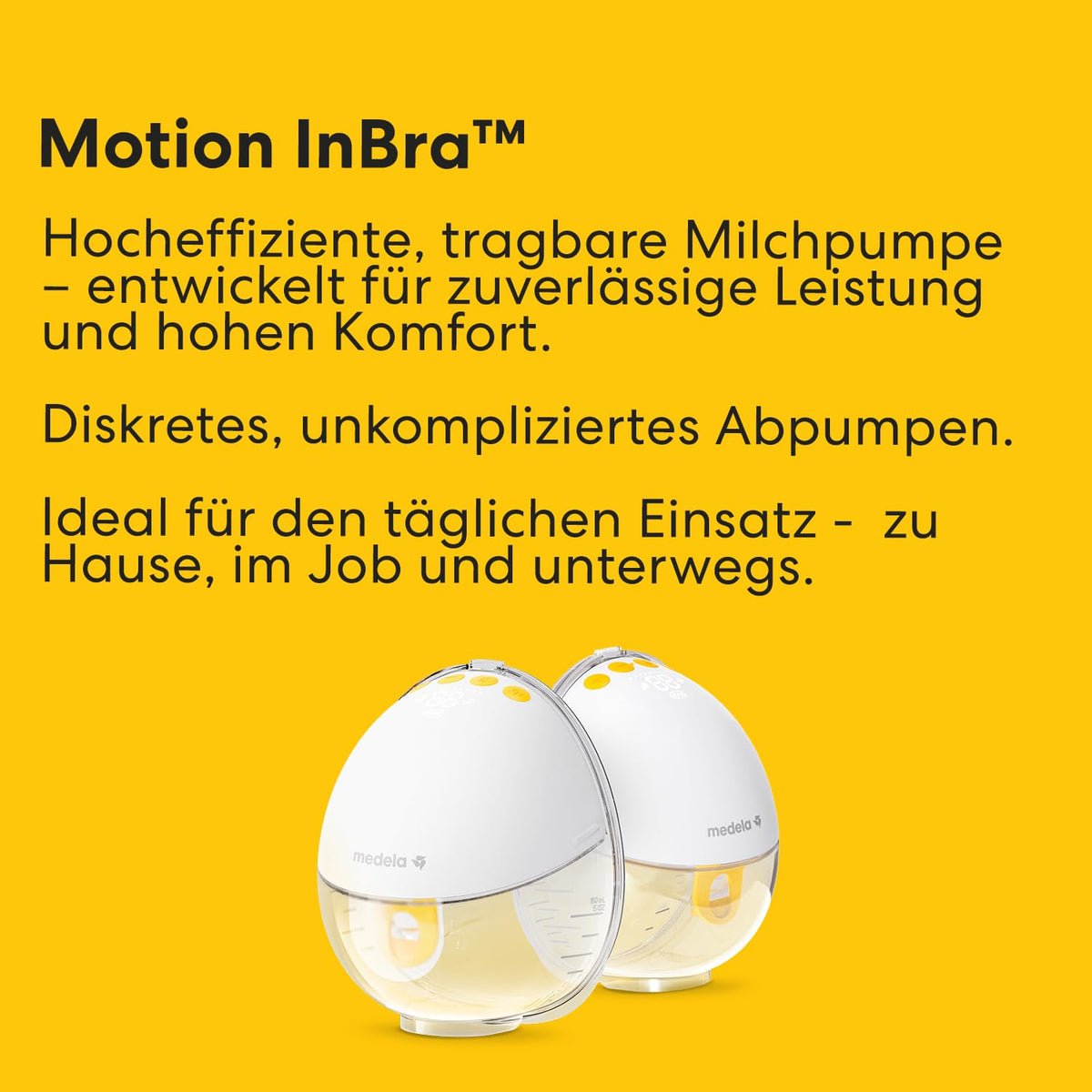 Tragbare elektrische Milchpumpe Motion InBra mit Aufbewahrungstasche, 2-Phase Expression Technologie und 9 Abpumpstufen, 24 mm Brusthaube sowie