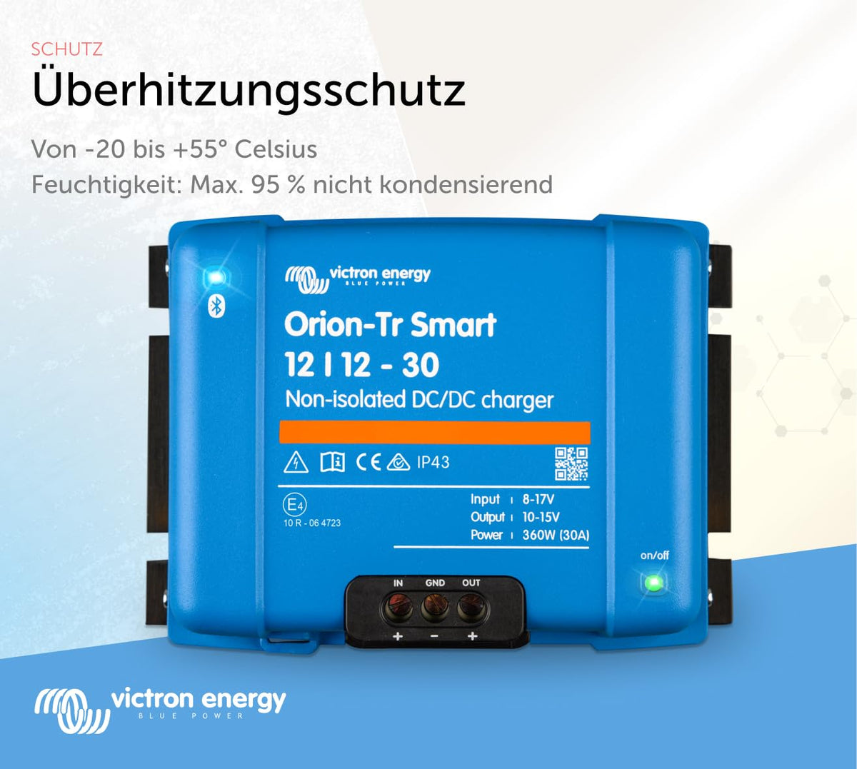 DC-DC Ladebooster Orion-Tr Smart 12/12V 30A nicht isoliert mit Bluetooth für Blei- und Lithiumbatterien