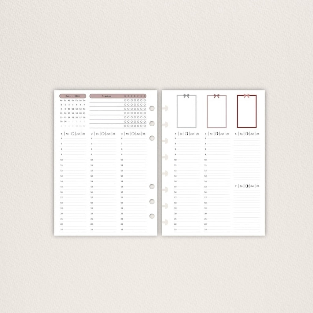 A5 Wochenplaner 2026 mit Stundenaufteilung, Habit Tracker und Notizen