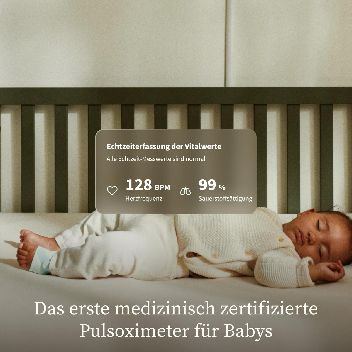 Babyüberwachungssocke mit App Dream Sock 0–18 Monate Herzfrequenz Sauerstoffwerte Schlaftracking Echtzeit-Benachrichtigungen Rosa
