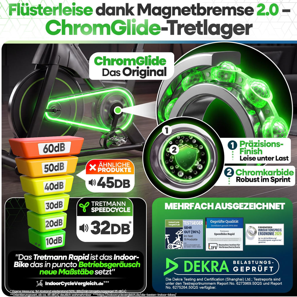 Heimtrainer Fahrrad bis 200 kg belastbar mit App, verstellbarem Sitz und Magnetbremse
