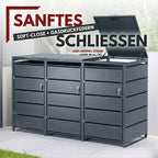 Mülltonnenbox 3er aus Metall für 120 bis 240 L Mülltonnen mit abschließbaren Türen 116 x 196 x 80 cm