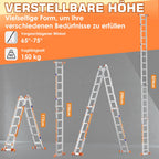 6-Stufen-Mehrzweckleiter aus Aluminium mit Ausziehfunktion bis 6,10 m, 150 kg Traglast sowie Stabilisator und Rädern
