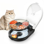 Automatischer Nassfutterautomat für Katzen mit Kühlung und Heizung, 5 Edelstahlschalen 304, 1,25 L, 3 Tage Frische