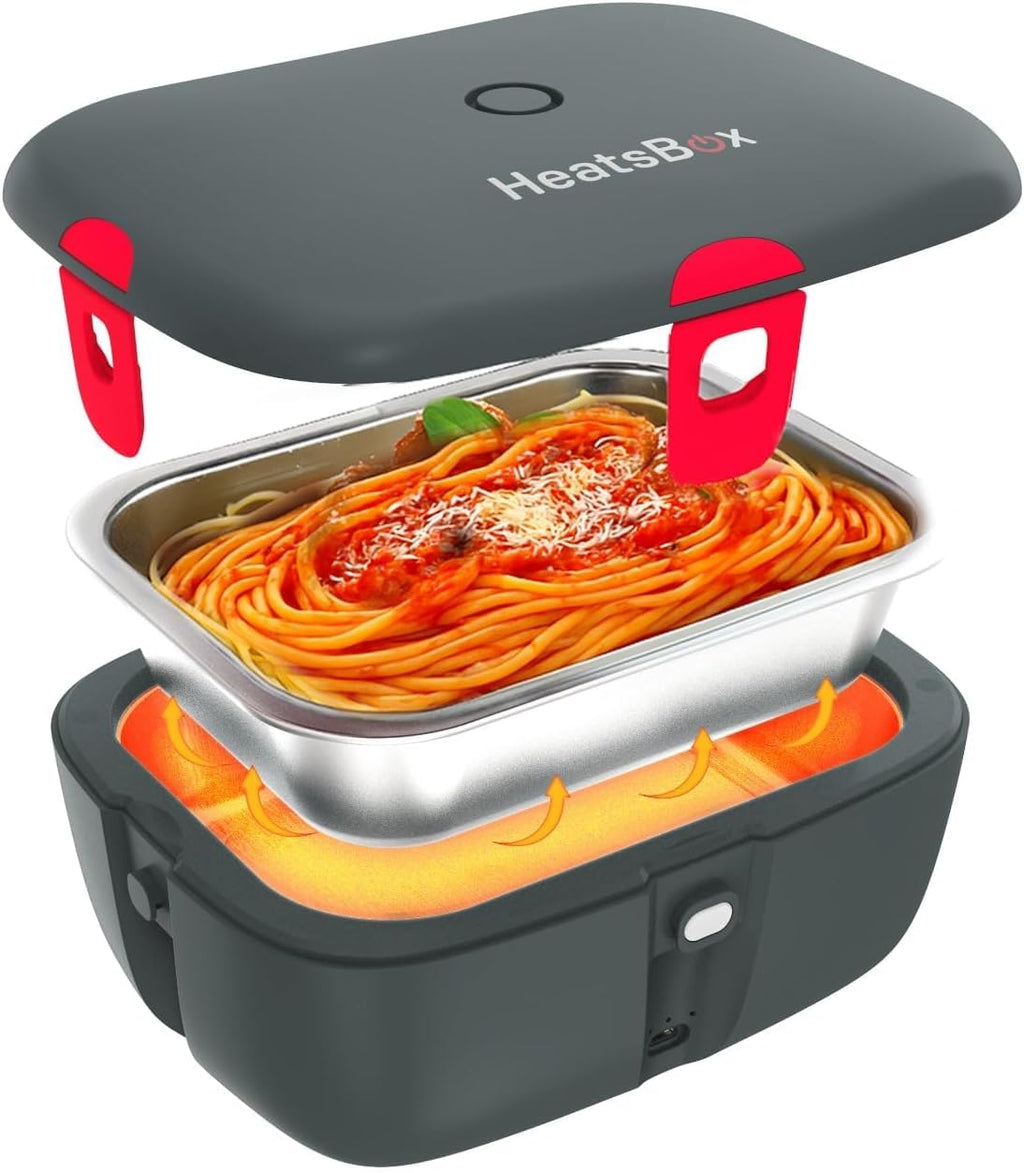 Elektrische Lunchbox mit Akku und App-Steuerung, 925 ml Edelstahl-Innenschale, auslaufsicher, 100 Watt