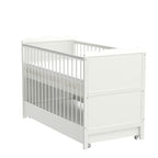 Babybett mit Schublade und Aloe-Vera-Schaumstoffmatratze, höhenverstellbar und umbaubar zum Juniorbett, in Weiß