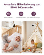 Babyphone mit 2 Kameras und 7"""" HD-Display, Split-Screen-Überwachung ohne WLAN, 6000mAh Akku, Nachtsicht und VOX-Modus