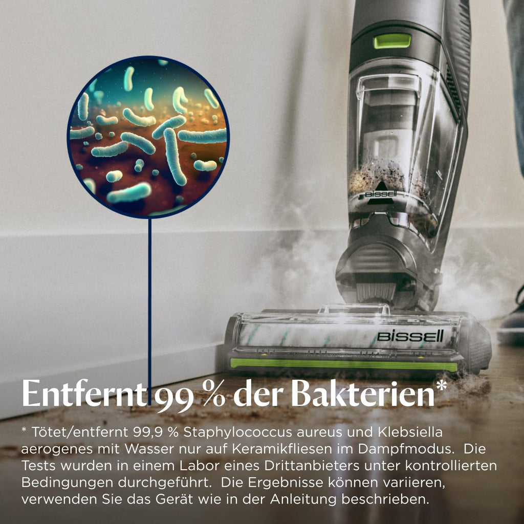Nass- und Trockensauger CrossWave HydroSteam PET mit Dampffunktion, für Hartböden und Teppiche, inkl. Bürstenrolle und Reinigungslösung