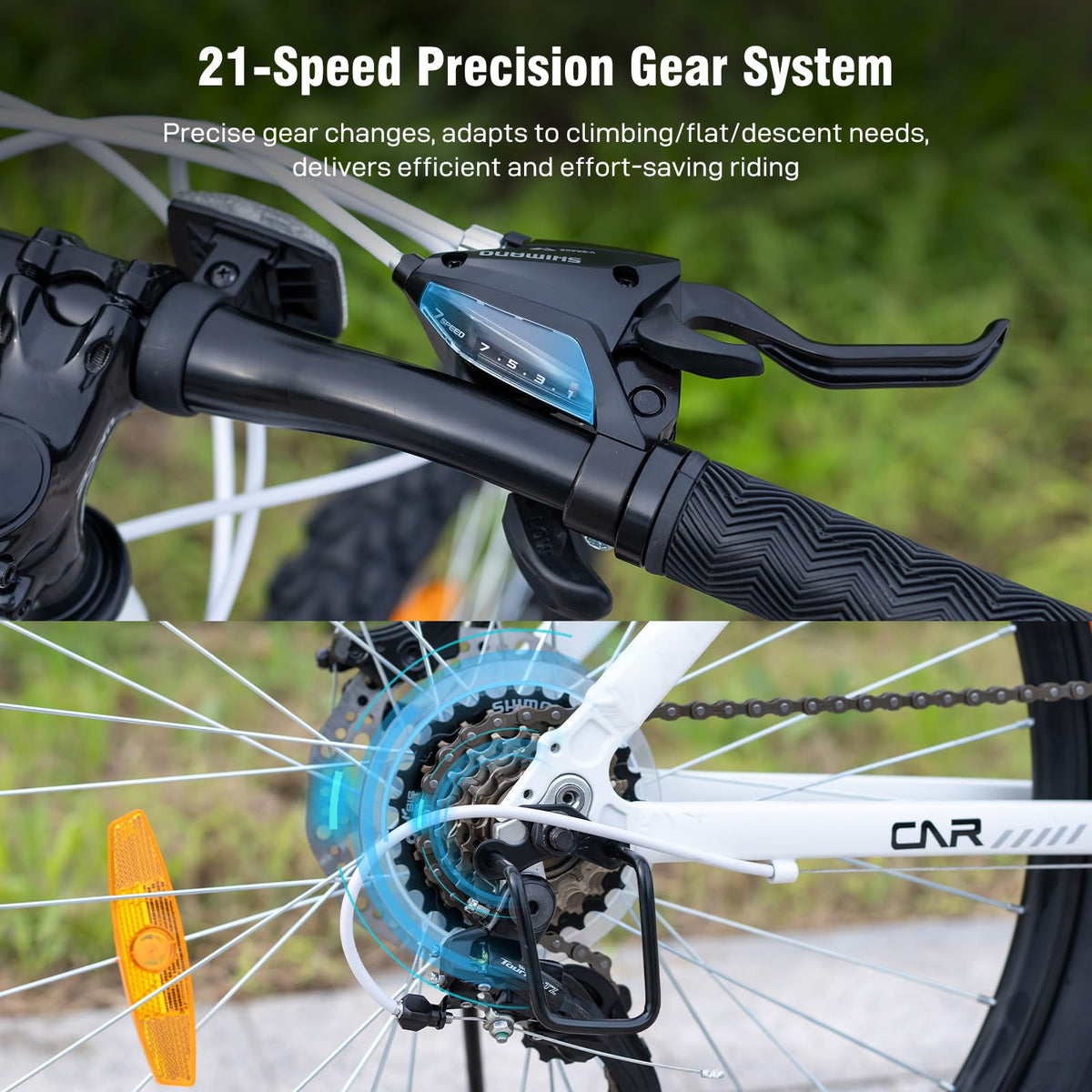 Mountainbike für Erwachsene mit 21-Gang-Schaltung, Aluminiumrahmen, Federgabel und Scheibenbremsen, 26 Zoll