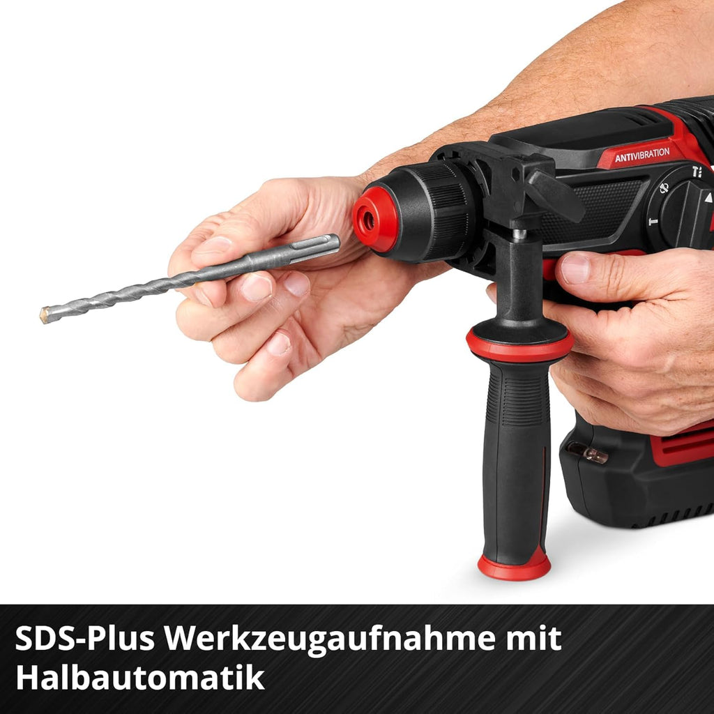 Akku-Bohrhammer TP-HD 18/28 Li BL mit SDS-Plus, 18 V, bürstenlosem Motor, 3,0-Ah-Akku, Ladegerät, E-Case S, 3 Betonbohrern und Flachmeißel