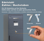 Paketbox mit Briefkasten und Paketfach 112 x 50 x 39 cm 85 L abschließbar aus verzinktem Stahl mit 4 Schlüsseln Anthrazit