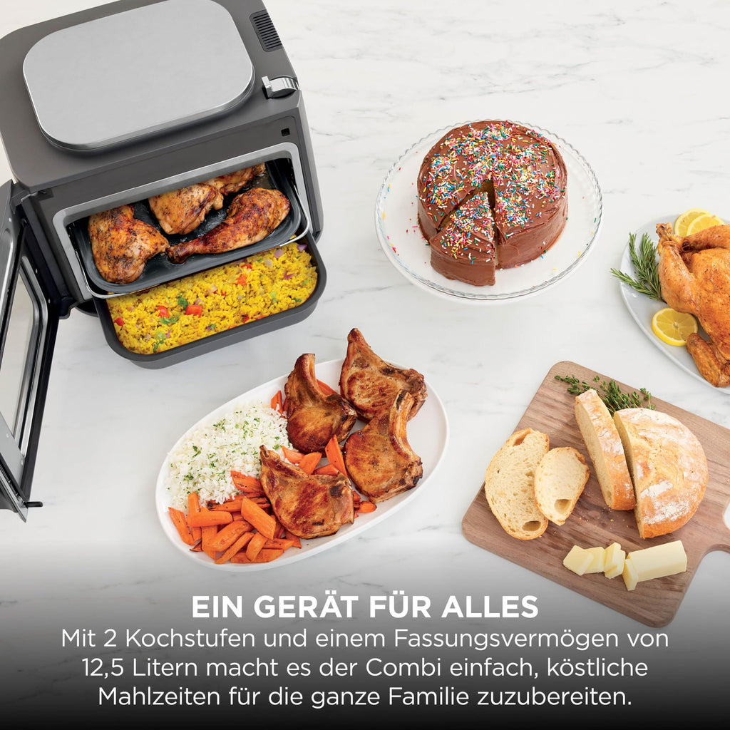 Combi 12-in-1 Multikocher mit Ofen- und Heißluftfritteusen-Funktion, 12,5 L, grau