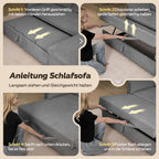 Ecksofa mit Schlaffunktion in L-Form aus Cord, Steingrau, 209 cm breit, mit Stauraum
