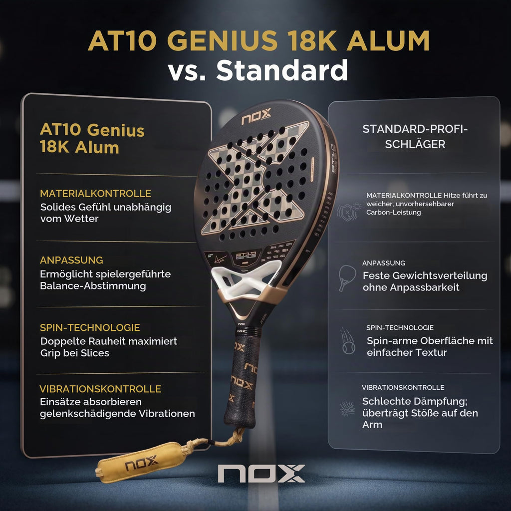 Padel-Schläger AT10 Genius 18K Alum 2026 Carbon 360-375 g für fortgeschrittene Spieler