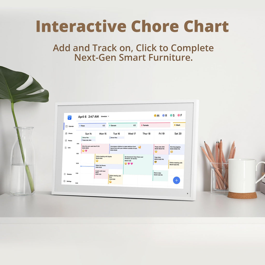 Digitaler Wandkalender 15,6 Zoll FHD Familienplaner mit 32GB Speicher und Wandhalterung, Touchscreen Tischkalender
