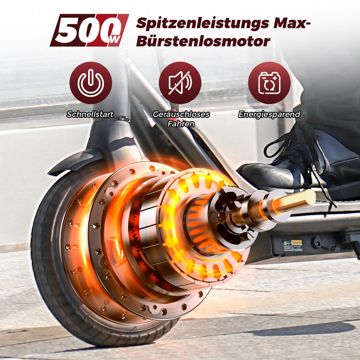 E-Scooter für Jugendliche ab 14 Jahren, ABE, 500 W, 20 km Reichweite, 8,5 Zoll Luftreifen, faltbar, App