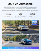 Dashcam A229 Plus 2CH Dual 2K HDR STARVIS 2 5 GHz WLAN GPS Sprachsteuerung 140° Sichtfeld