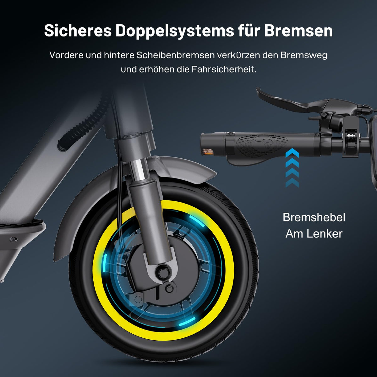 Elektroroller EV10S Max mit Straßenzulassung (ABE), faltbarer E Scooter für Erwachsene mit 500W Motor, 48V 15,6Ah Akku, bis zu 80 km Reichweite und