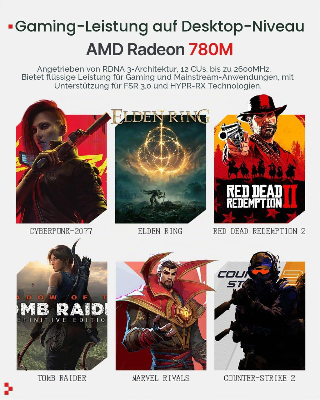 Mini-PC Retro X3 AMD Ryzen 7 H 255 8 Kerne 16 Threads 16 GB LPDDR5-6400 1 TB NVMe PCIe 4.0 Radeon 780M WiFi 6E 2.5G LAN Windows 11 Pro
