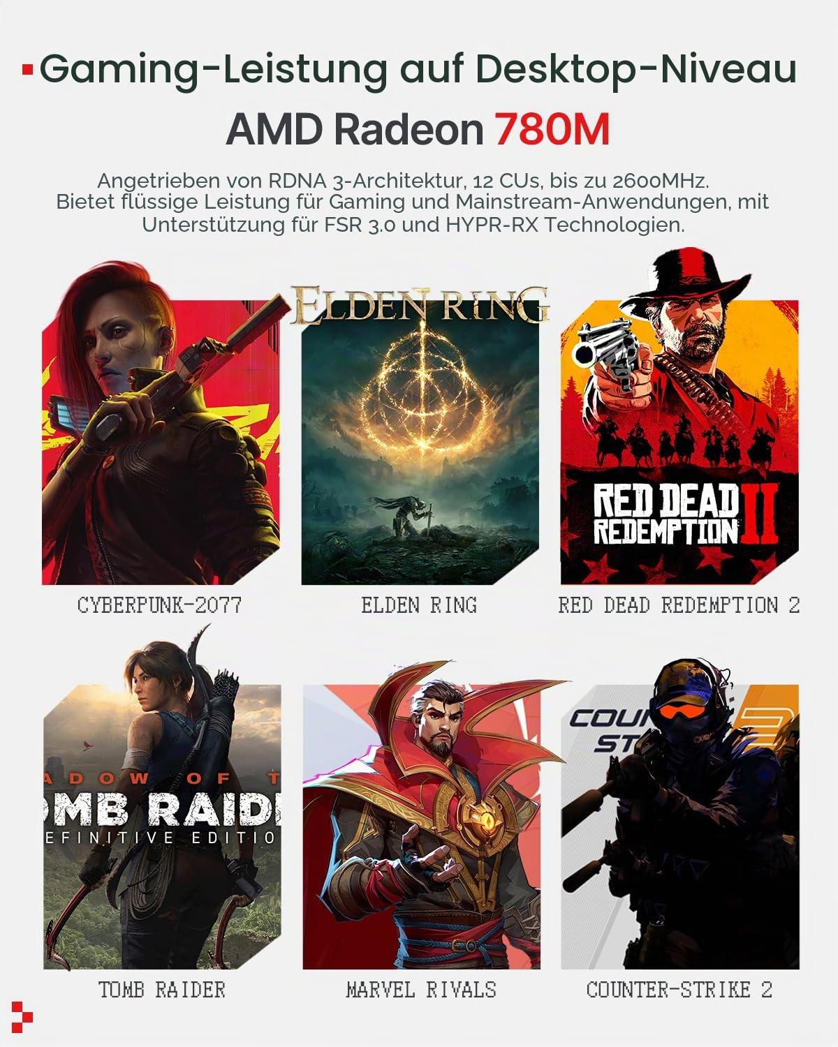 Mini-PC Retro X3 AMD Ryzen 7 H 255 8 Kerne 16 Threads 16 GB LPDDR5-6400 1 TB NVMe PCIe 4.0 Radeon 780M WiFi 6E 2.5G LAN Windows 11 Pro