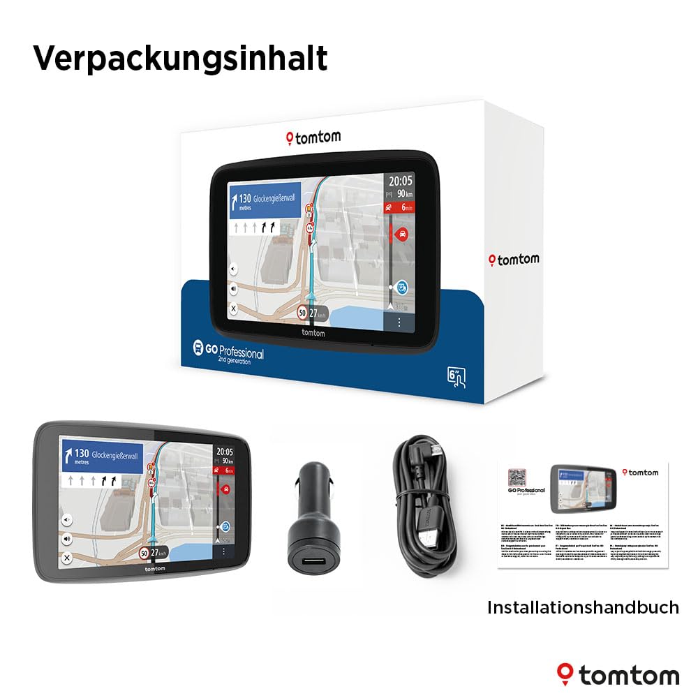 LKW-Navi GO Professional 2. Generation mit 6-Zoll-Touchscreen, Europa-Karten und Echtzeit-Verkehrsinfos für LKW, Transporter und Busse