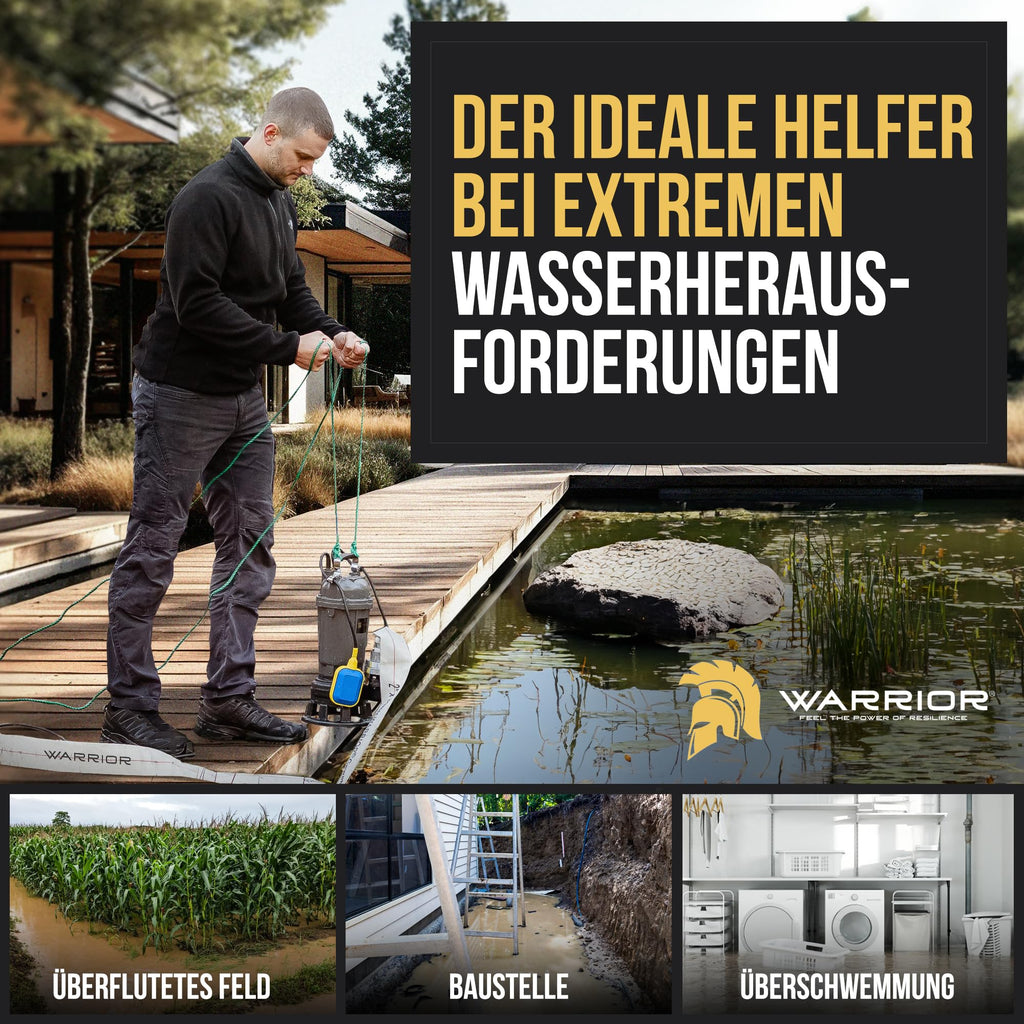 Fäkalienpumpe 1500W mit HydroVortex X7 Schneidwerk und 20 m 2"""" Gewebeschlauch, inkl. Tragetasche