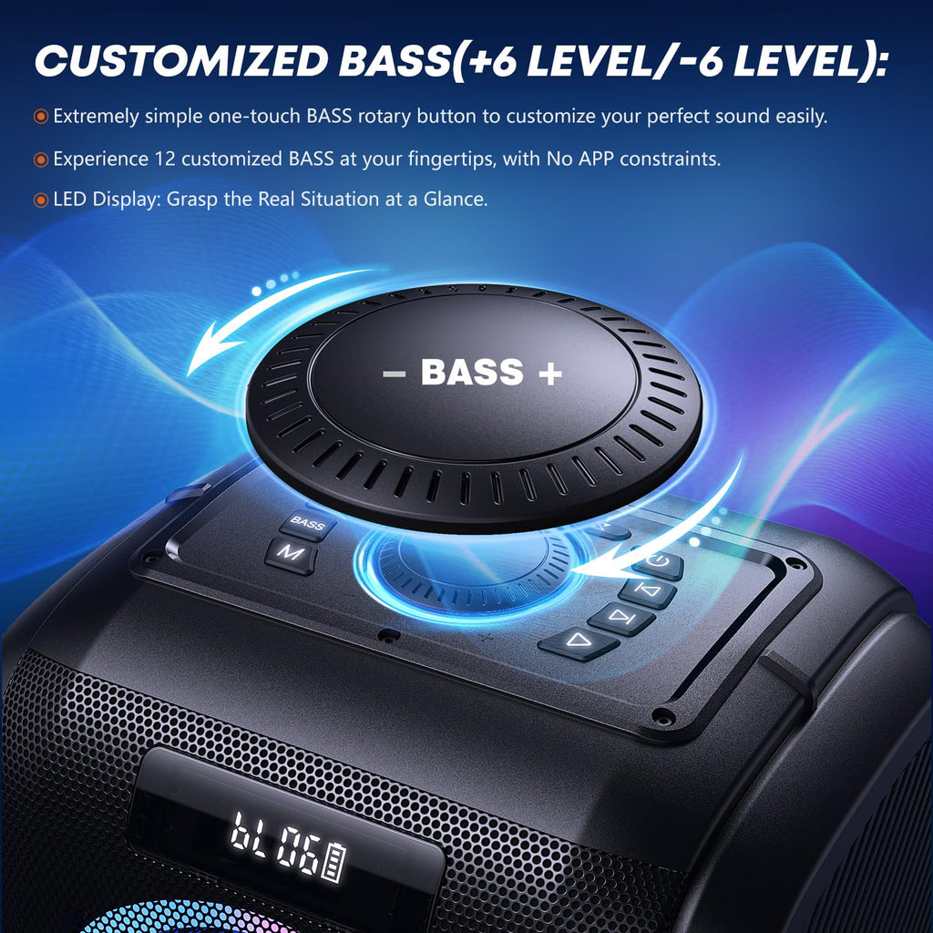 Tragbarer Bluetooth-Lautsprecher T9 Pro mit 270 W Peak, IPX5, Mikrofon- und Gitarreneingang, inkl. Ladegerät