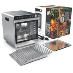 Dörrautomat aus Edelstahl mit 10 Gitterrosten, 8400 cm², 800 Watt, 8 Programme, 30-85°C, Timer, BPA-frei