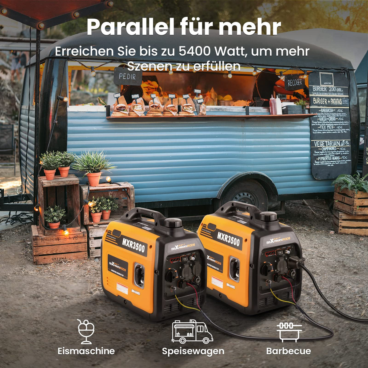 Inverter Stromerzeuger 3300W Benzin Stromgenerator 3000W Dauerleistung 230V leise für Camping und Zuhause