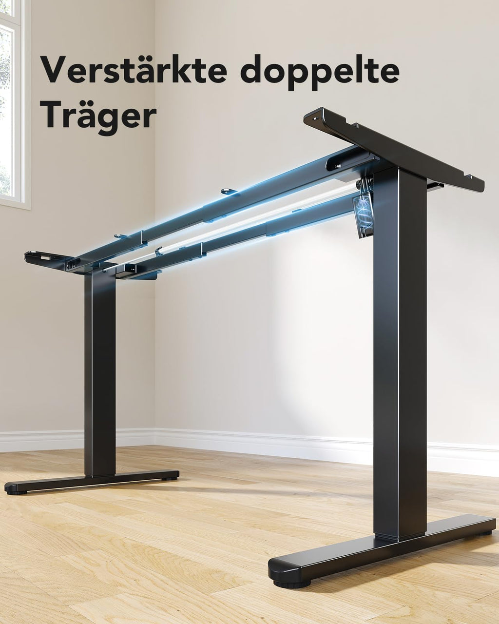 Höhenverstellbares Schreibtischgestell mit bürstenlosem Motor, 72-118 cm, 100 kg Traglast, für Tischplatten 110-220 cm