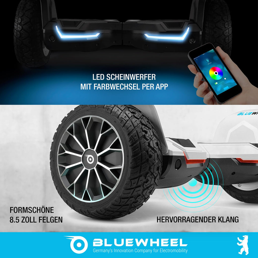 Hoverboard HX510 Offroad mit 700 W Dual-Motor 8,5 Zoll Vollgummireifen Bluetooth-App und Kindersicherheitsmodus