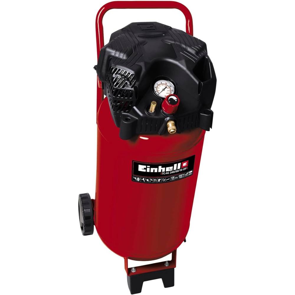 Kompressor TC-AC 240/50/10 OF 1500 W 10 bar 50 l Tank 240 l/min ölfreier Motor 230 V mit Rädern und Haltebügel