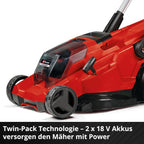 Akku-Rasenmäher RASARRO 36/42 42 cm Schnittbreite Brushless-Motor Mulchfunktion 550 m² 2x 4,0 Ah Akku Ladegerät