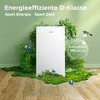 80L Kühlschrank mit Gefrierfach, EEK D, 39 dB, Inverter-Kompressor, freistehend, weiß