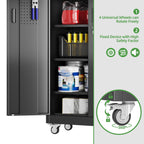 Metallschrank mit Pegboard 180 x 80 x 40 cm abschließbar 5 verstellbare Trennwände 4 Rollen 250 kg Tragkraft Schwarz
