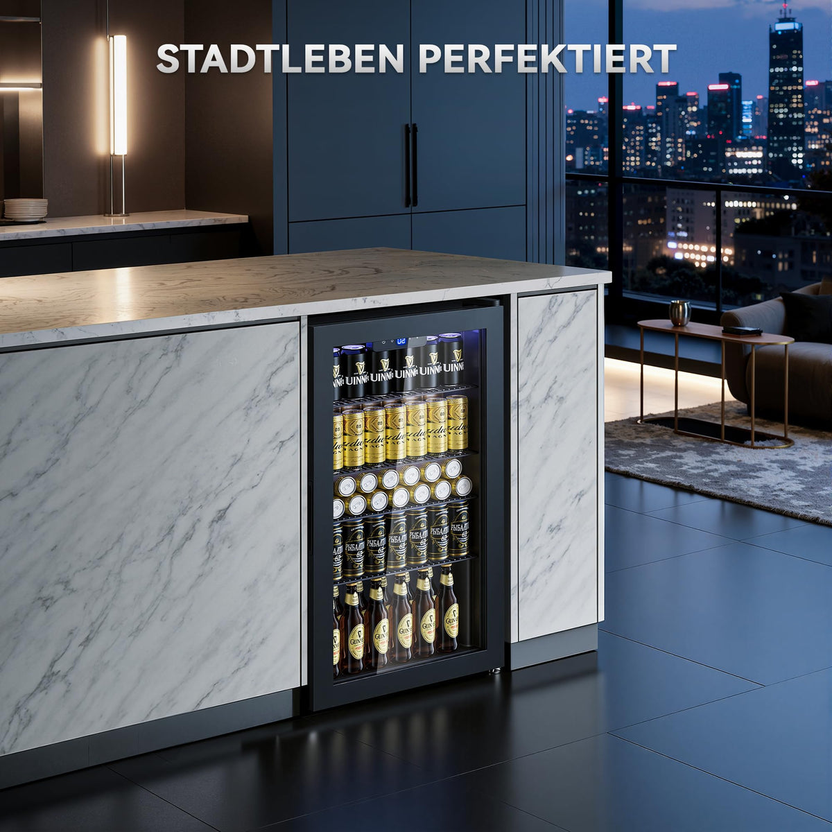 Getränkekühlschrank 86 L freistehend mit 4 verstellbaren Ablagen digitaler Temperaturregelung 1–18 °C LED-Beleuchtung und Frostfrei
